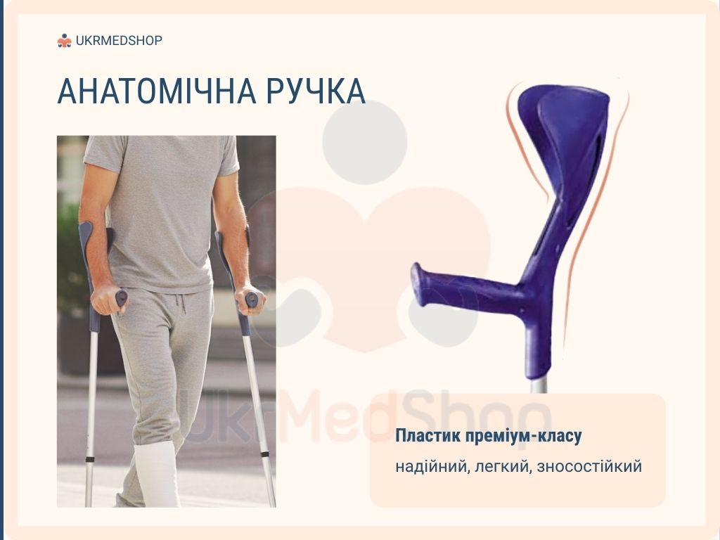 Анатомічна ручка підлокітної милиці Fun 200013 із зносостійкого пластика преміум-класу.