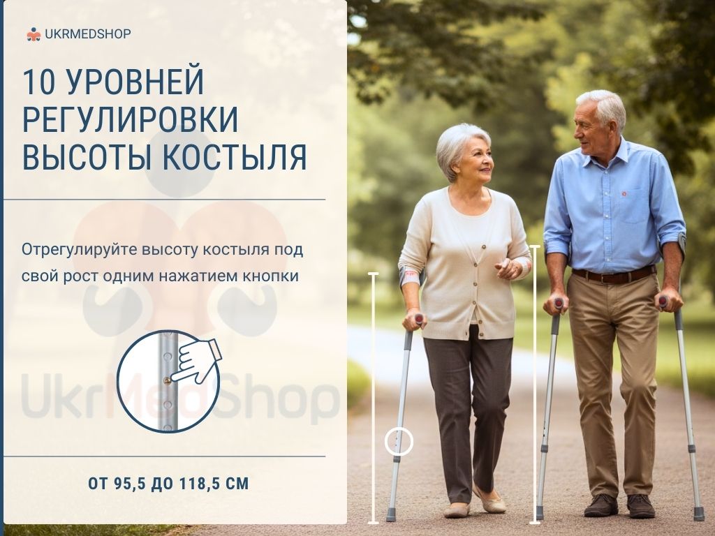 Подлокотный костыль OSD-BL580203 с 10 уровнями регулировки высоты под рост
