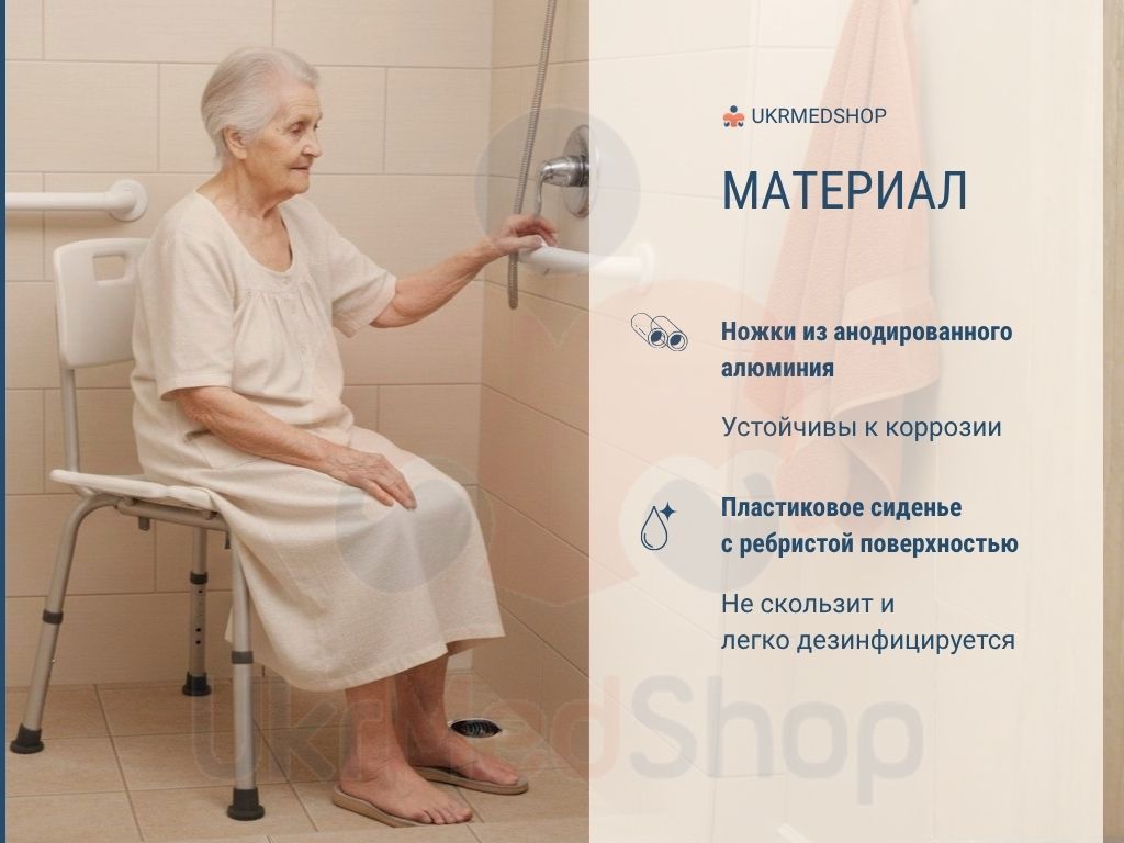 Стул для душа ACSS00 с алюминиевым каркасом и прочным пластиковым сиденьем и спинкой