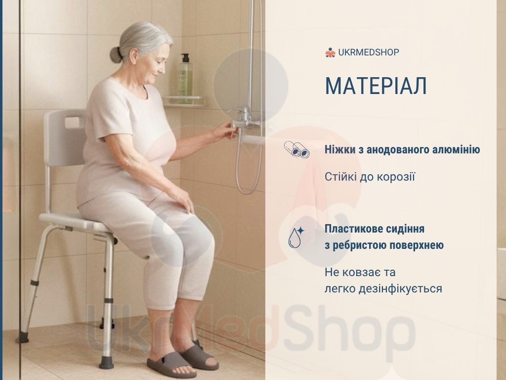 Стілець для душу з U-подібним вирізом ACSS10 з алюмінієвим каркасом і міцним пластиковим сидінням