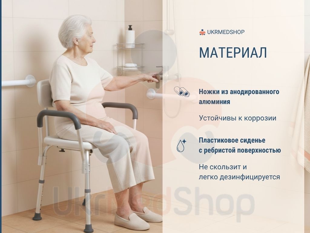 Стул для душа OSD-QA10 с алюминиевым каркасом и прочным пластиковым сиденьем