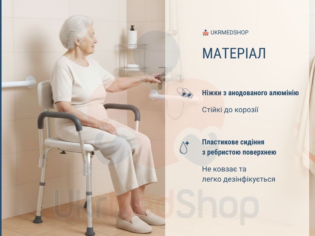 Стілець для душу OSD-QA10 з алюмінієвим каркасом і міцним пластиковим сидінням