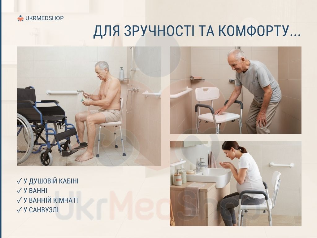 Стілець для душу для використання у душовій кабіні, ванні, ванній кімнаті та санвузлі